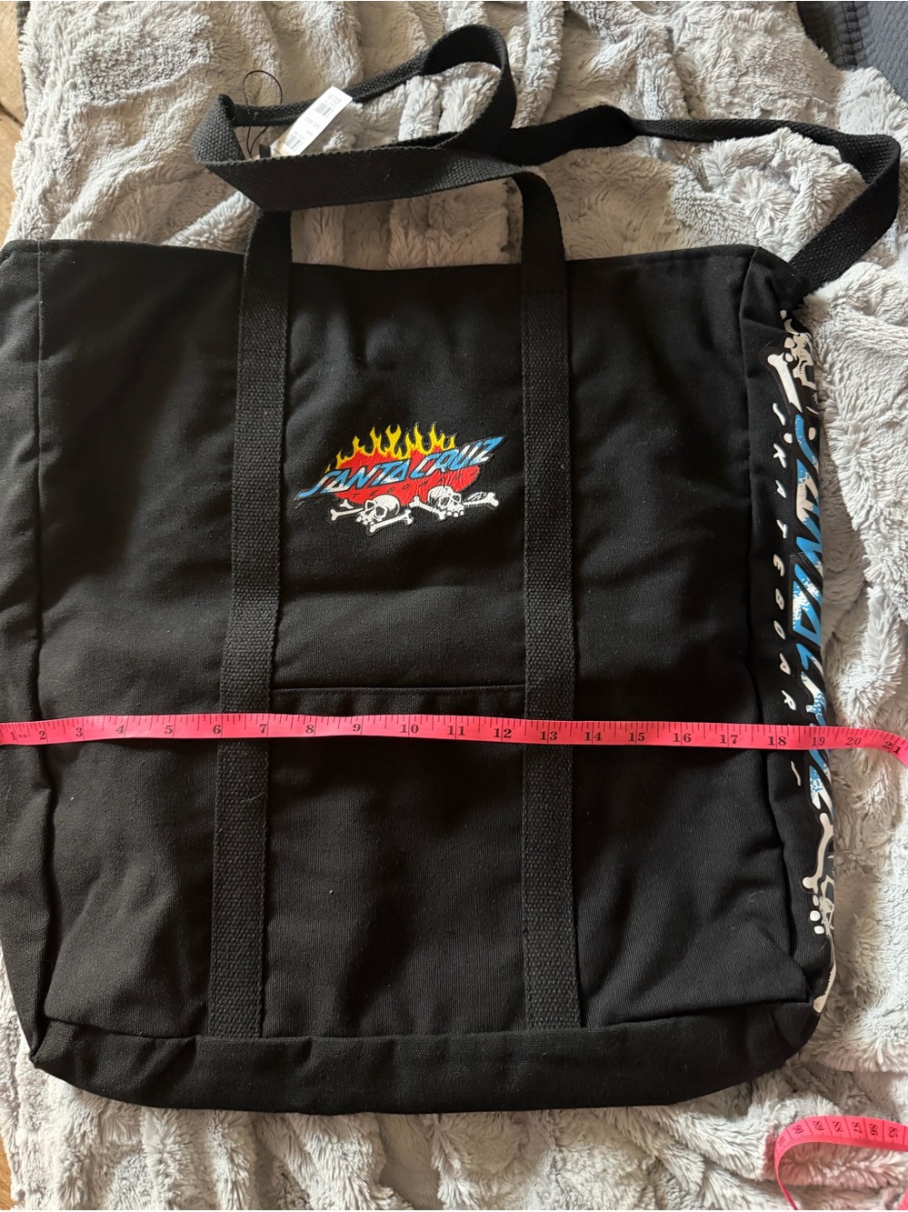 Black Santa Cruz Flame Logo Canvas Tote NWT